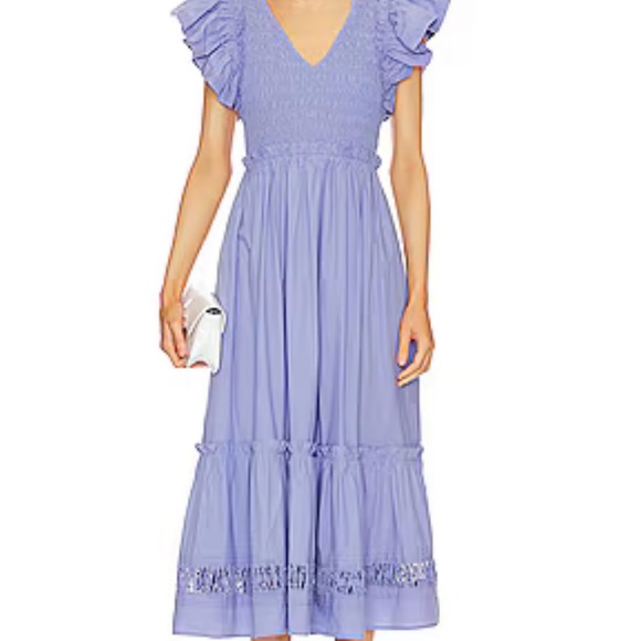 Cleobella Dresses & Skirts - Cleobella Lavender Midi Dress with Ruffle Sleeves
